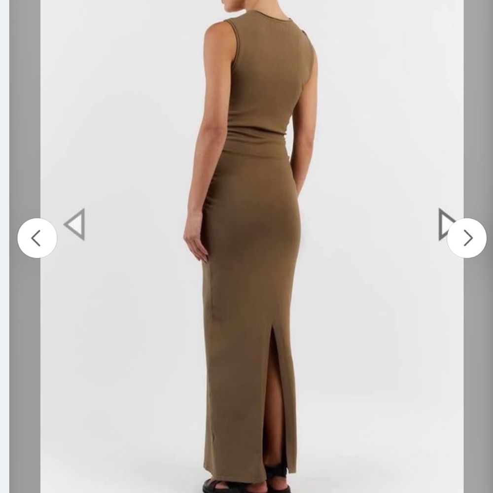Dissh Romy Sleeveless Maxi Knit Dress - Khaki Olive Military Green Stretchy - Picture 2 of 8